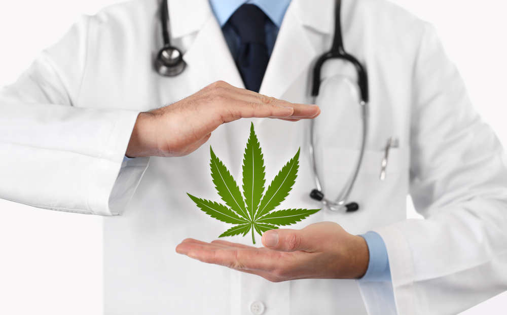 Image of doctor in medical marijuana dispensary.