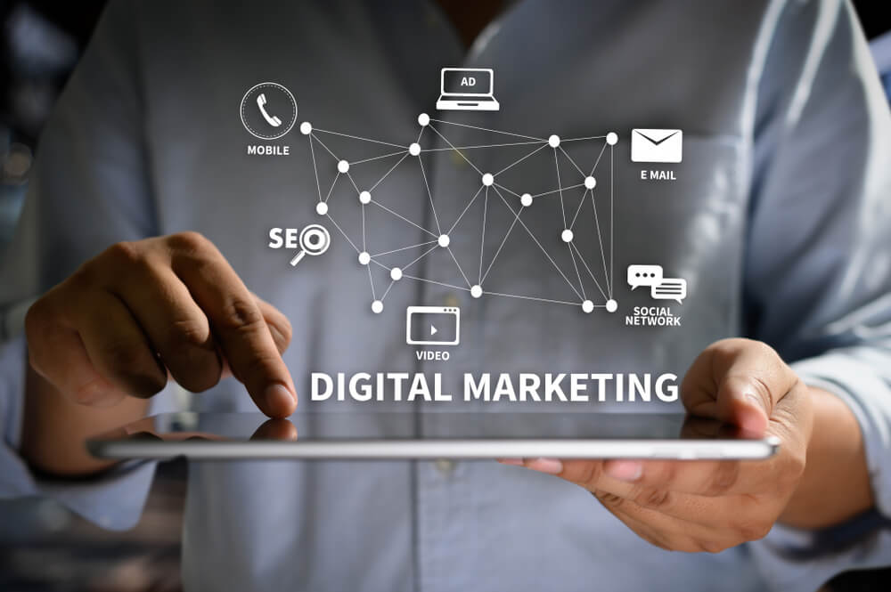 Digital Marketing Written Over the Tablet