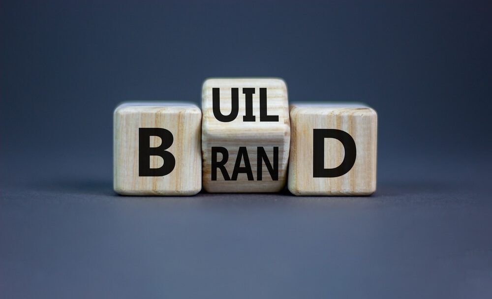 Build Your Brand Symbol. Turned Wooden Cubes And Changed The Word 'Build' To 'Brand'.