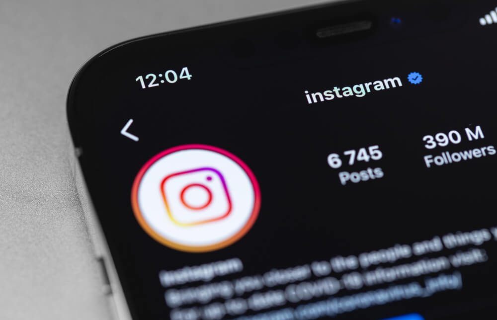 Instagram official account, mobile app on a smartphone.