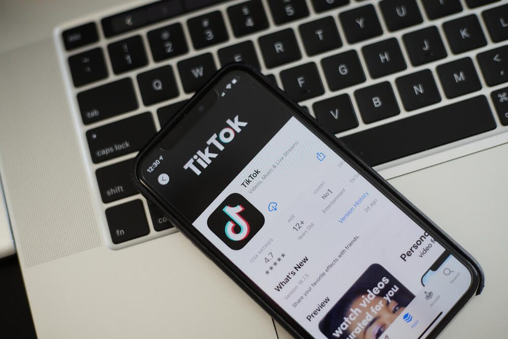 Smart phone with TikTok logo.